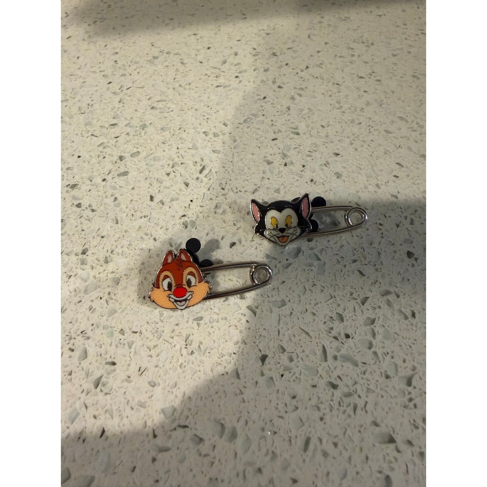 Disney Figaro Cat & Chip 'n Dale Safety Pin Set of 2